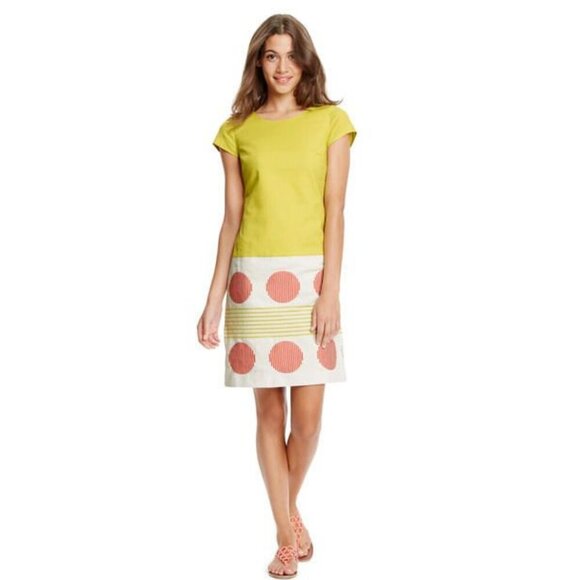 Boden Dresses & Skirts - Boden Yellow Pink Embroidered Dots Short Sleeves Cotton Dress 27093
